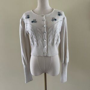 Wilfred cream embroidered cardigan size small